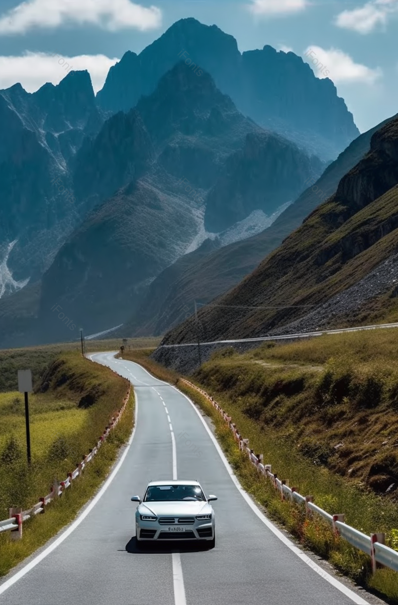 草地汽车在路上行驶公路旅行山脉大自然摄影,高清,摄影图,摄影图片,图片大全,摄影图免费下载